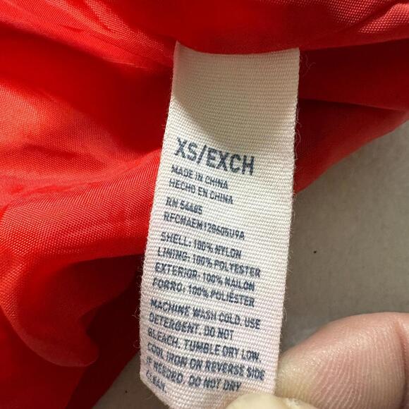 American Eagle Hooded Jacket XS Colorblock Red Navy Camo Lined Streetwear - Picture 4 of 10